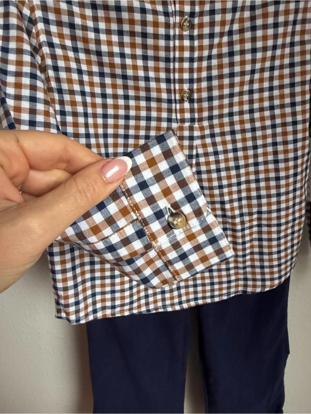 Edgehill Collection Little Boys Plaid Mandarin Collar Long Sleeve Shirt & Pants